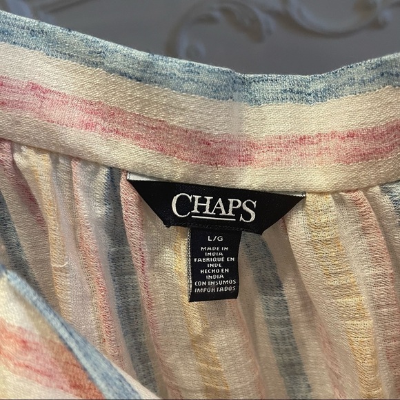AK:  NWT Chaps "Paige" Beach Stripe Top Sz L - Picture 3 of 11
